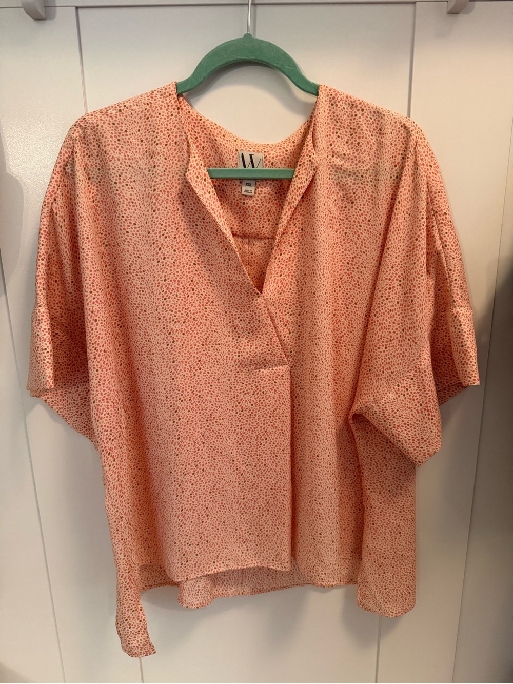 Worthington Peach Speckled V-Neck Short-Sleeve Blouse